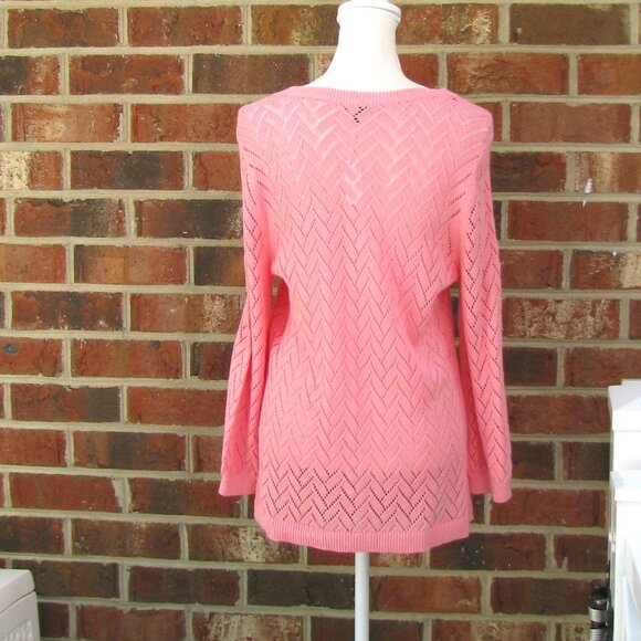 Talbots Pointelle Sweater Cotton Linen Large luxury pullover style - Picture 5 of 6